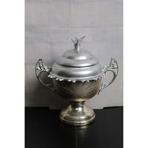 Vintage Silver Sugar Bowl With Lid And Unique Designs - Picture 4 of 9